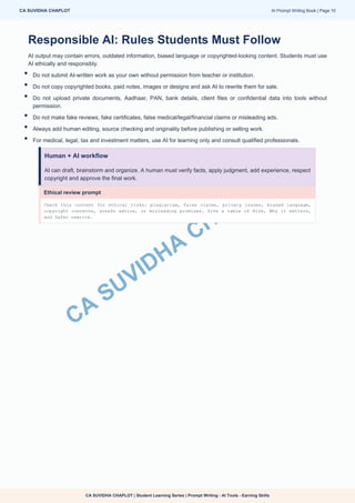 Comprehensive Student Guide to AI Prompt Writing and Earning Skills in ...