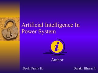 Artificial Intelligence In Power System Author Doshi Pratik H. Darakh Bharat P. 