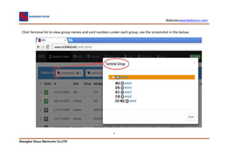 Website:www.ledxixun.com
Shanghai Xixun Electronic Co.LTD
6
Click Terminal list to view group names and card numbers under each group, see the screenshot in the below:
 