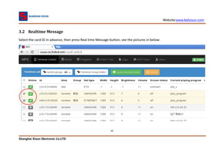 Website:www.ledxixun.com
Shanghai Xixun Electronic Co.LTD
60
3.2 Realtime Message
Select the card ID in advance, then press Real time Message button, see the pictures in below:
 