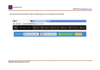 Website:www.ledxixun.com
Shanghai Xixun Electronic Co.LTD
7
Click Terminal Group Editor to add or delete group, see screenshots in the below:
 