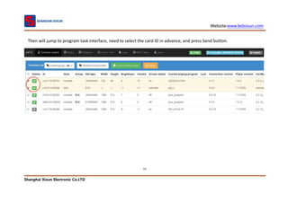 Website:www.ledxixun.com
Shanghai Xixun Electronic Co.LTD
73
Then will jump to program task interface, need to select the card ID in advance, and press Send button.
 
