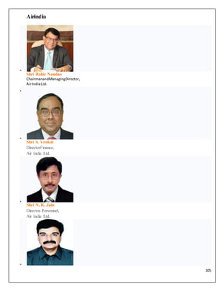 105
Airindia

Shri Rohit Nandan
ChairmanandManagingDirector,
AirIndiaLtd.


Shri S. Venkat
DirectorFinance,
Air India Ltd.

Shri N. K. Jain
Director-Personnel,
Air India Ltd.

 