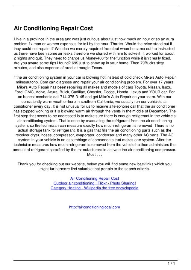 Air Conditioning Repair Cost