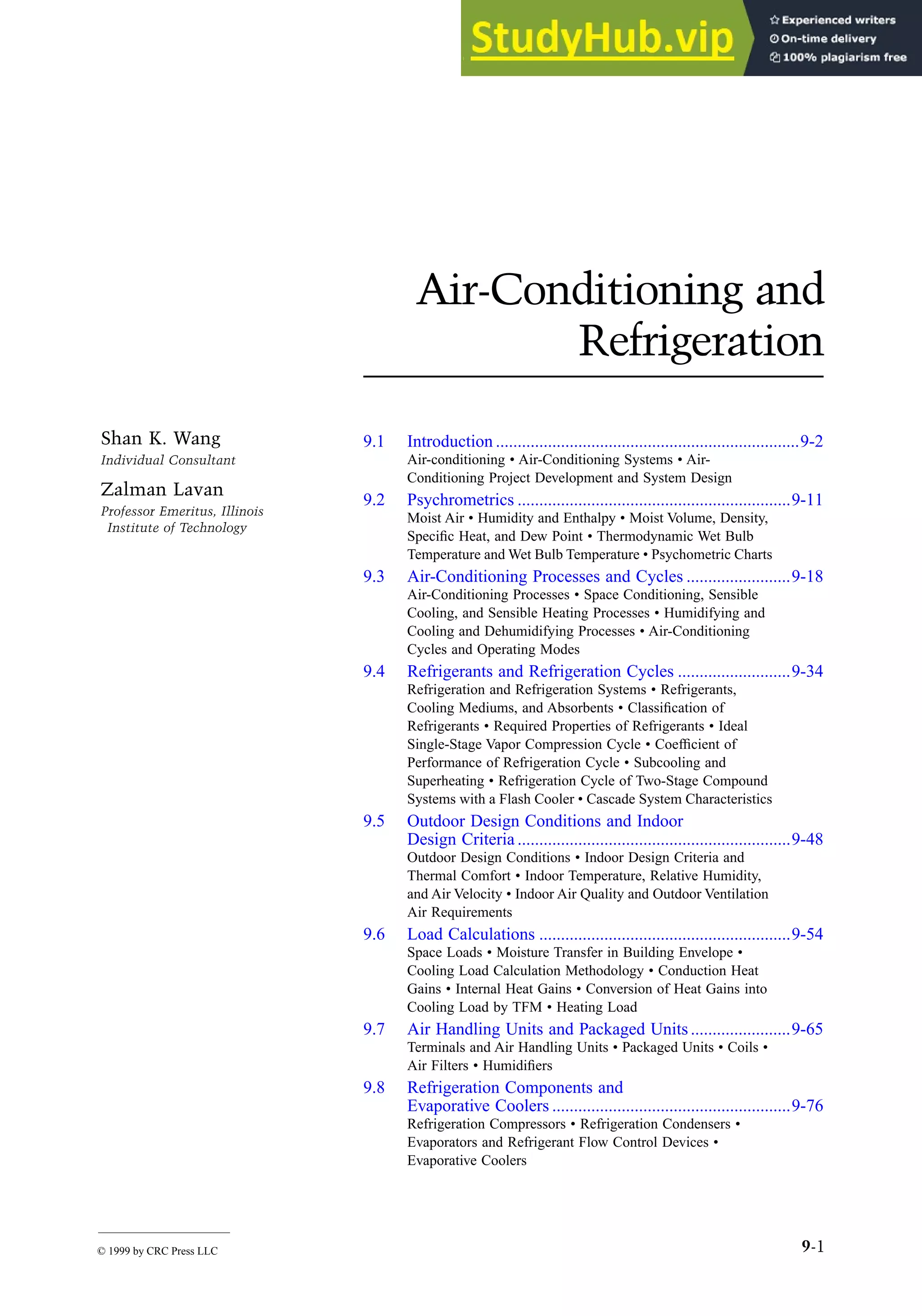 Air-Conditioning And Refrigeration. Mechanical Engineering Handbook | PDF