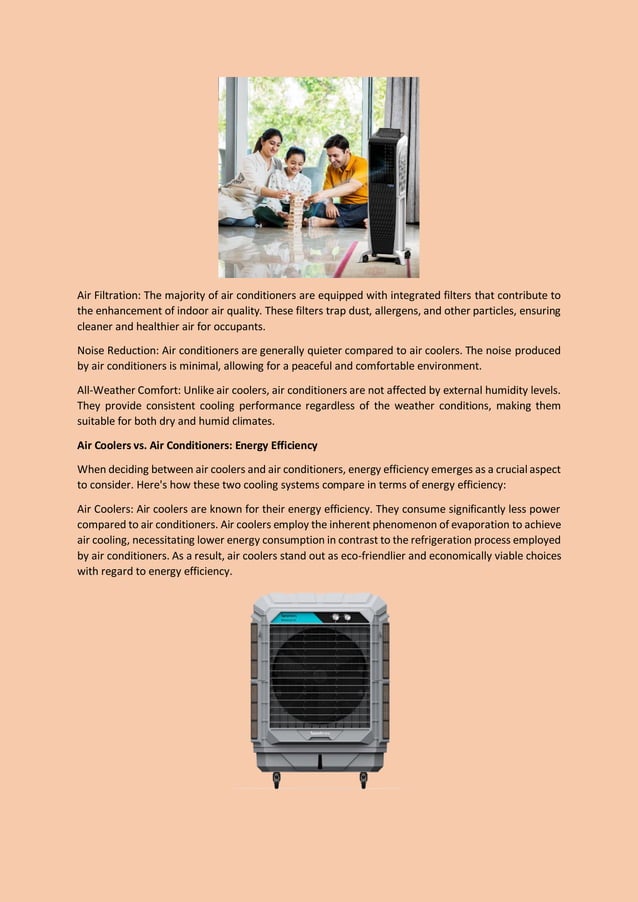 Air Coolers vs Air Conditioners Which is More Efficient and Cost Effective