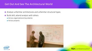 #RSAC
Get Out And See The Architectural World
Analyze unfamiliar architectures and unfamiliar structural types
Build skill; attend analysis with others
Across organizational boundaries
Across projects
 