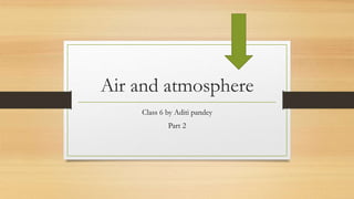 Air and atmosphere
Class 6 by Aditi pandey
Part 2
 