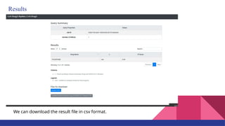 Results
We can download the result file in csv format.
 