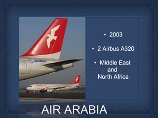 AIR ARABIA
• 2003
• 2 Airbus A320
• Middle East
and
North Africa
 