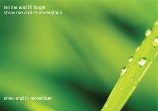 tell me and i’ll forget
show me and i’ll understand
smell and i’ll remember
 