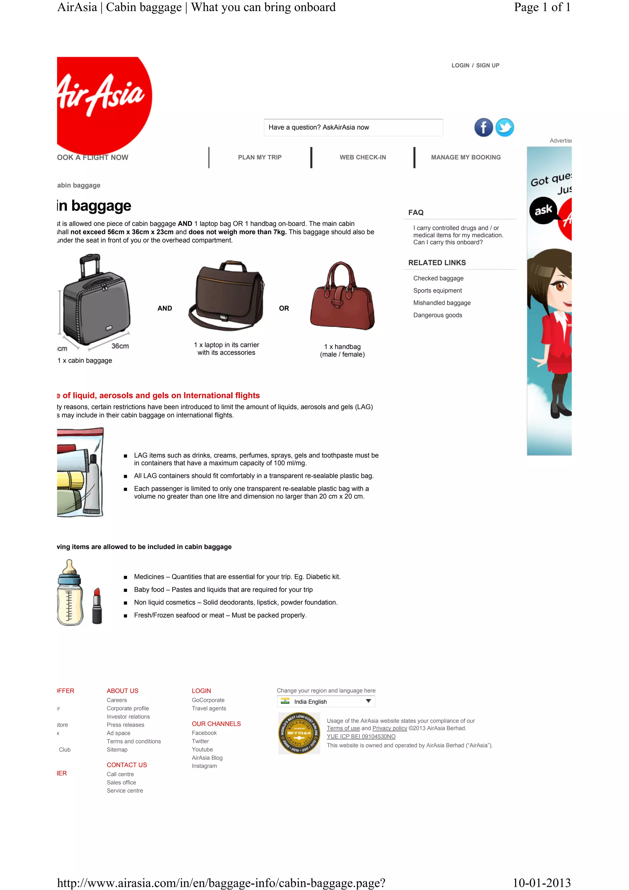 Air asia cabin baggage | PDF