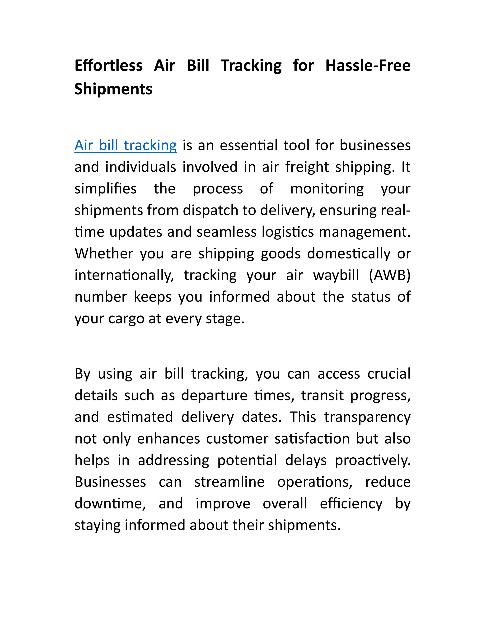 Streamline Shipment Tracking with Your Air Waybill Number | PDF