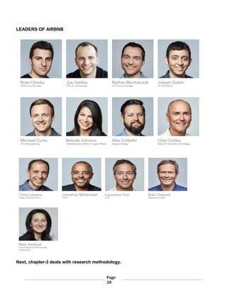 Page
20
LEADERS OF AIRBNB
Next, chapter-3 deals with research methodology.
 