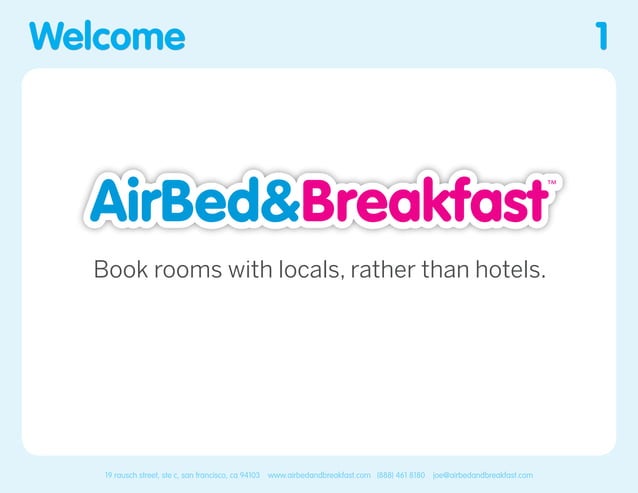 השקף הראשון בדק של AirBed & Breakfast מ-2008