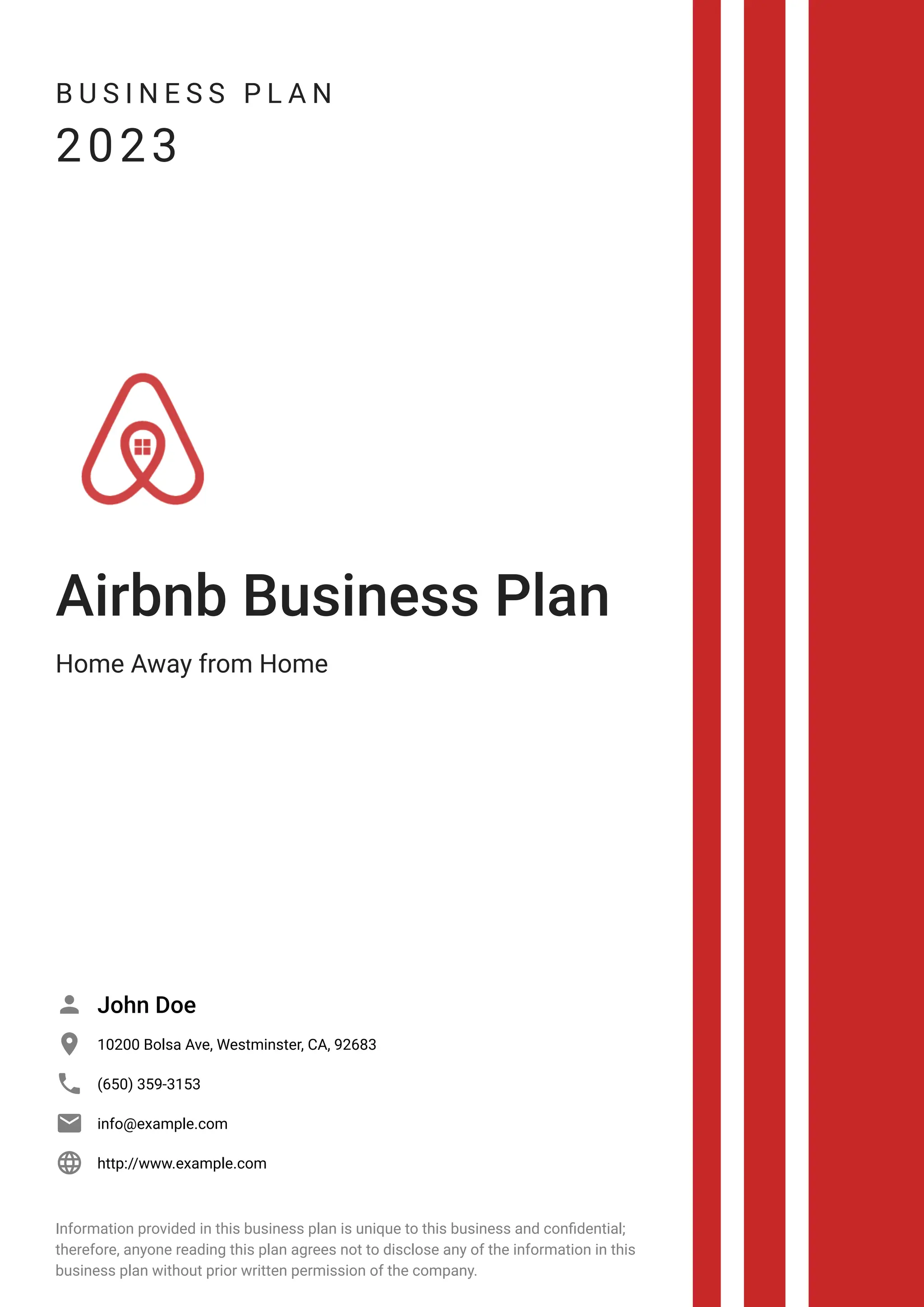 Airbnb Business Plan Example Upmetrics PDF