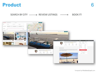 Product 6
REVIEW LISTINGS
SEARCH BY CITY BOOK IT!
Template by PitchDeckCoach.com
 