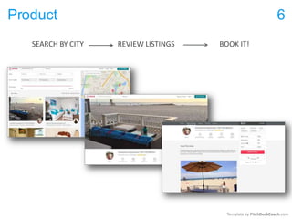 Product 6
SEARCH BY CITY REVIEW LISTINGS BOOK IT!
Template by PitchDeckCoach.com
 