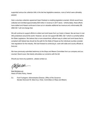 supported various tax collection bills in the last two legislative sessions, none of which were ultimately
passed.
Had a v...