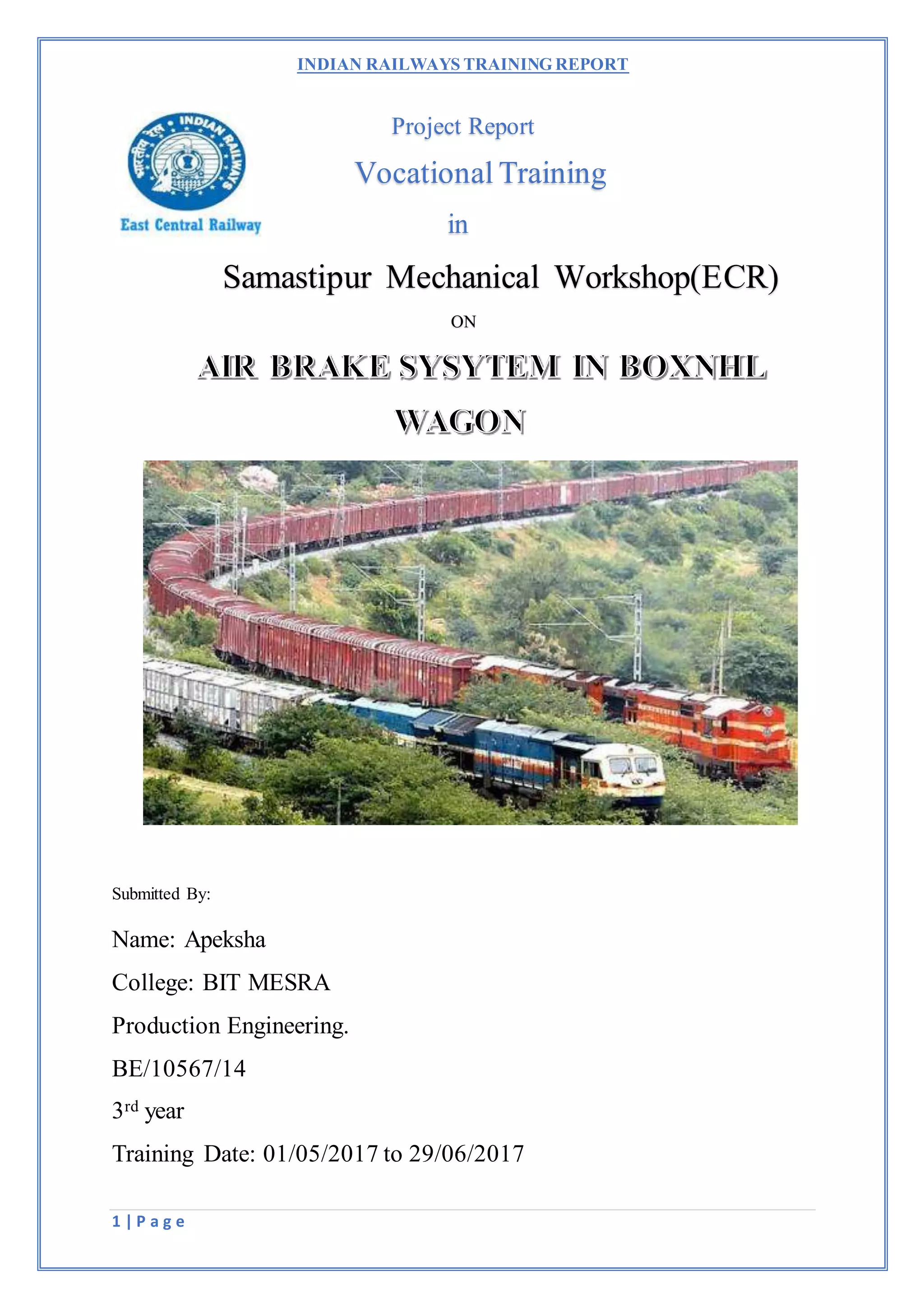 Air brake system in boxnhl wagon ,indian railways PDF