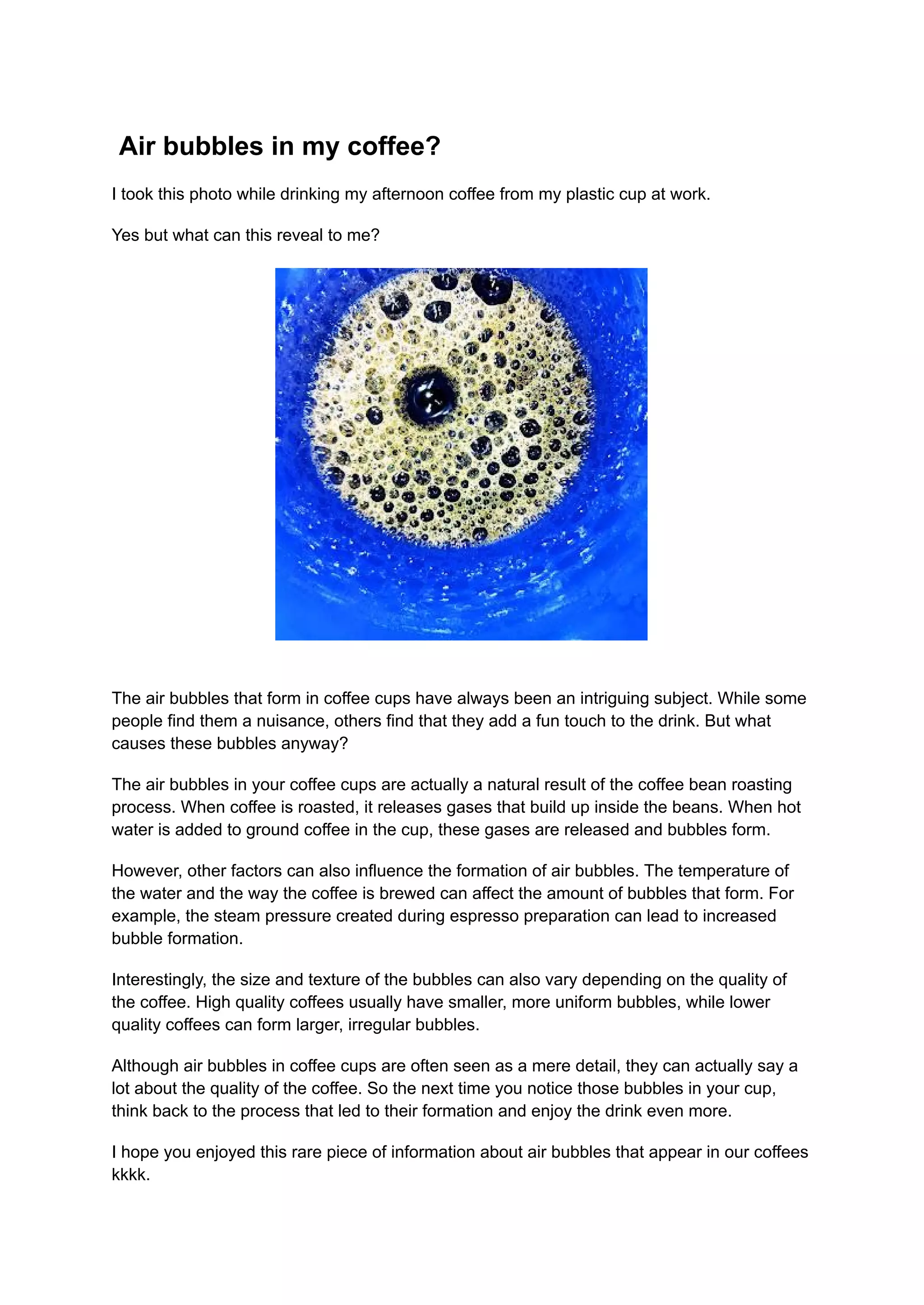 Air bubbles in my coffee PDF