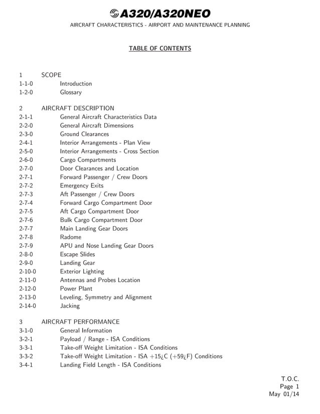 AIRCRAFT CHARACTERISTICS AIRPORT AND MAINTENANCE PLANNING Airbus A320