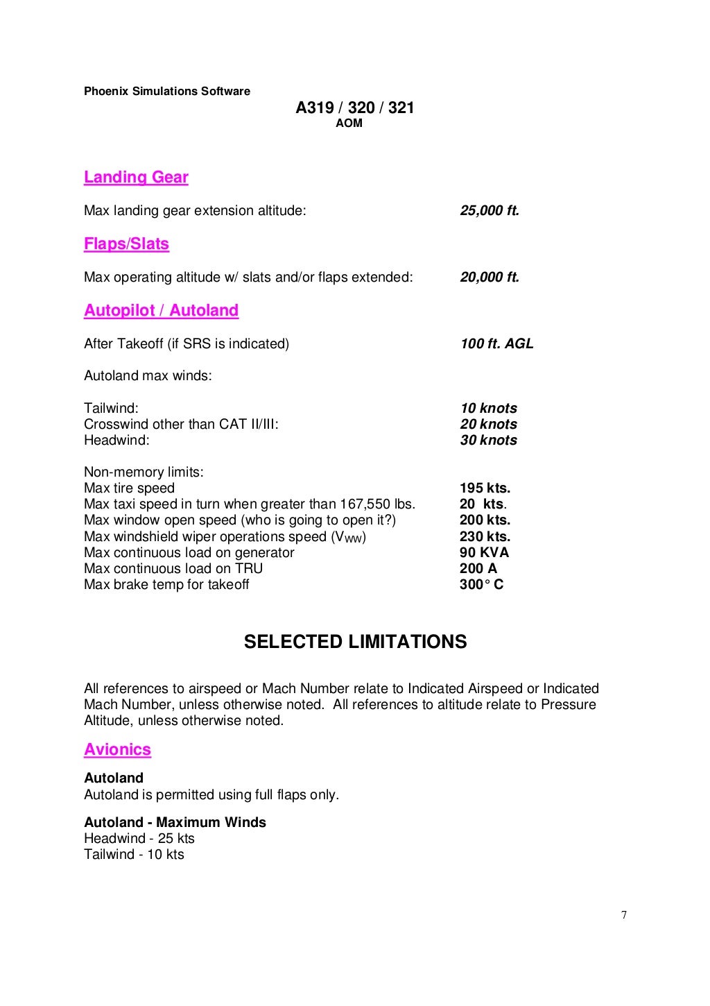 Airbus A320 Operating Manual