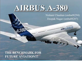 AIRBUS A-380 Nishant Chauhan (smba08294) Deepak Nagar (smba08287) THE BENCHMARK FOR FUTURE AVIATION!!! 
