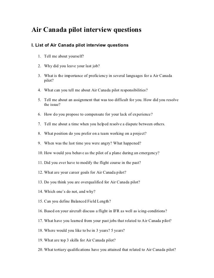 Air canada pilot interview questions
