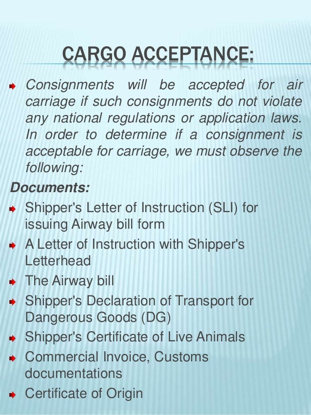 form invoice acceptance cargo management Air