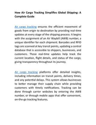 How Air Cargo Tracking Simplifies Global Shipping: A Complete Guide | PDF