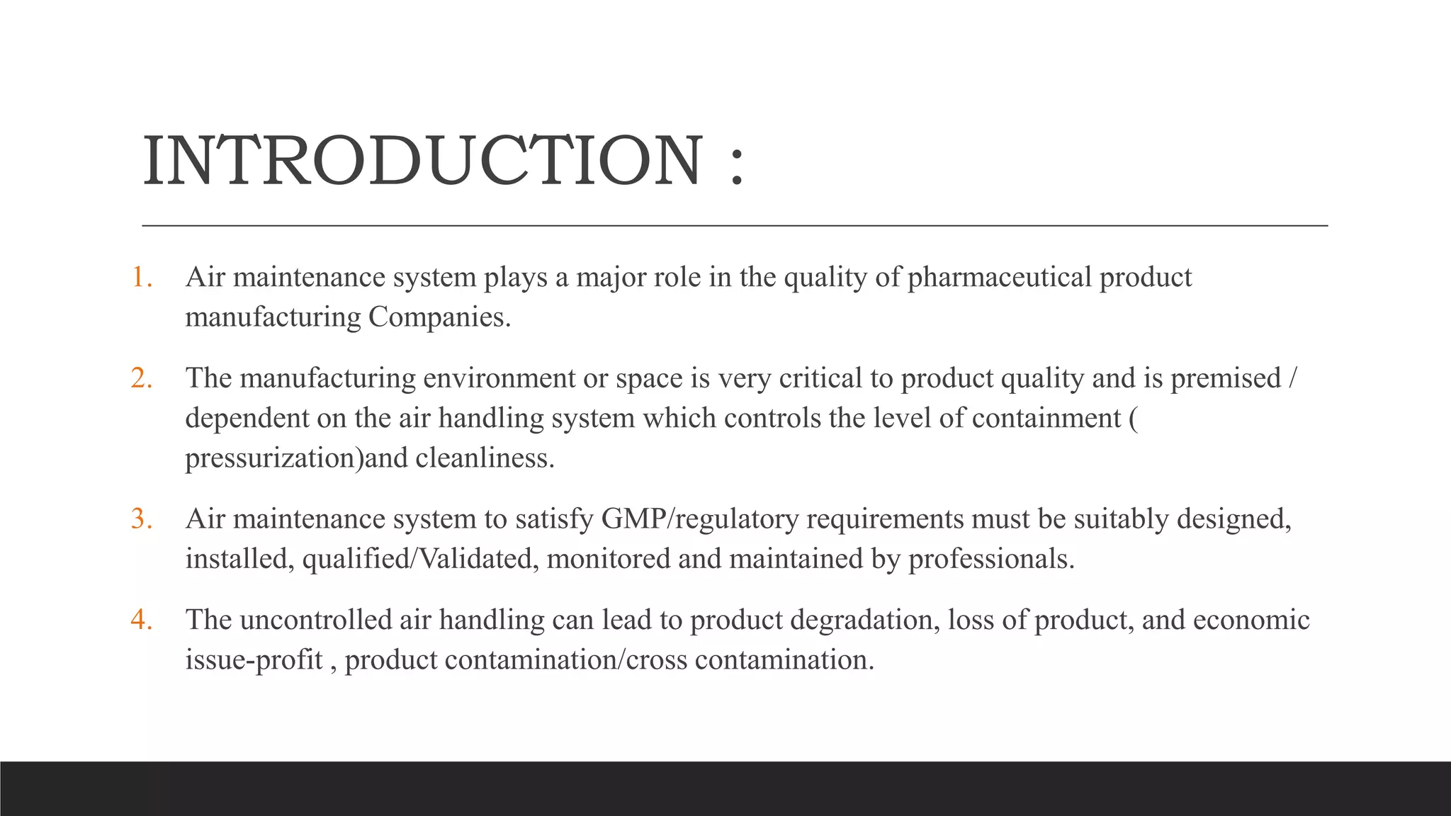 Air circulation maintenance industry for sterile and non sterile area PPT