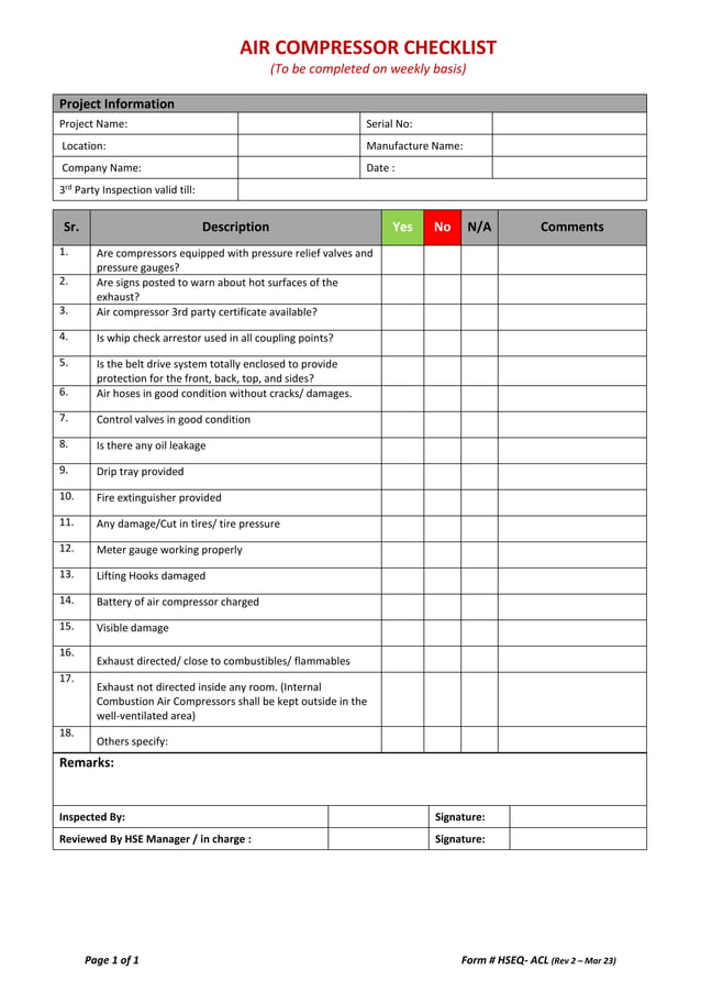 AIR COMPRESSOR CHECKLIST Form HSEQ ACL Rev 2.docx