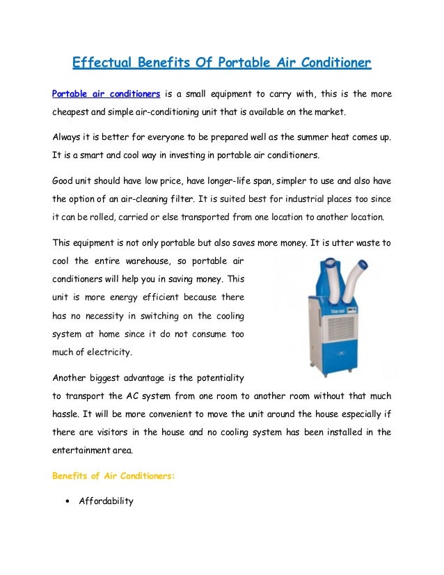 Effectual Benefits Of Portable Air Conditioner