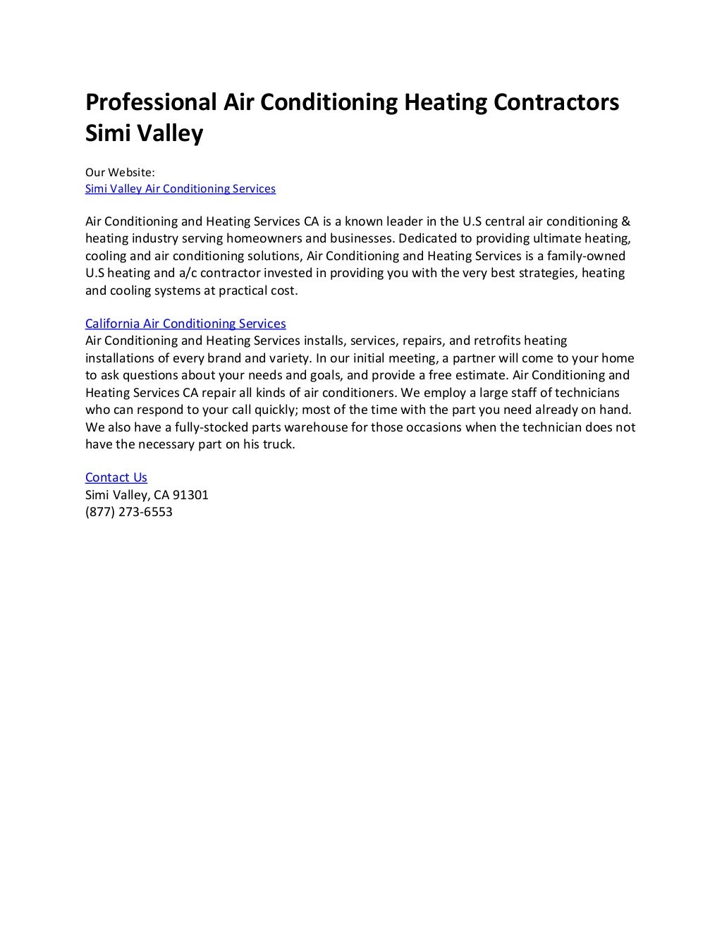 Air conditioning simi valley