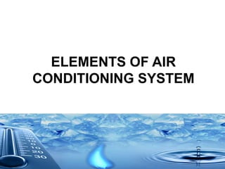 ELEMENTS OF AIR
CONDITIONING SYSTEM
 