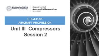 Academic presentation KCT 2020
30-May-20
Department of
Aeronautical Engineering
Since 2006
U18AEI5205
AIRCRAFT PROPULSION
Unit III Compressors
Session 2
 