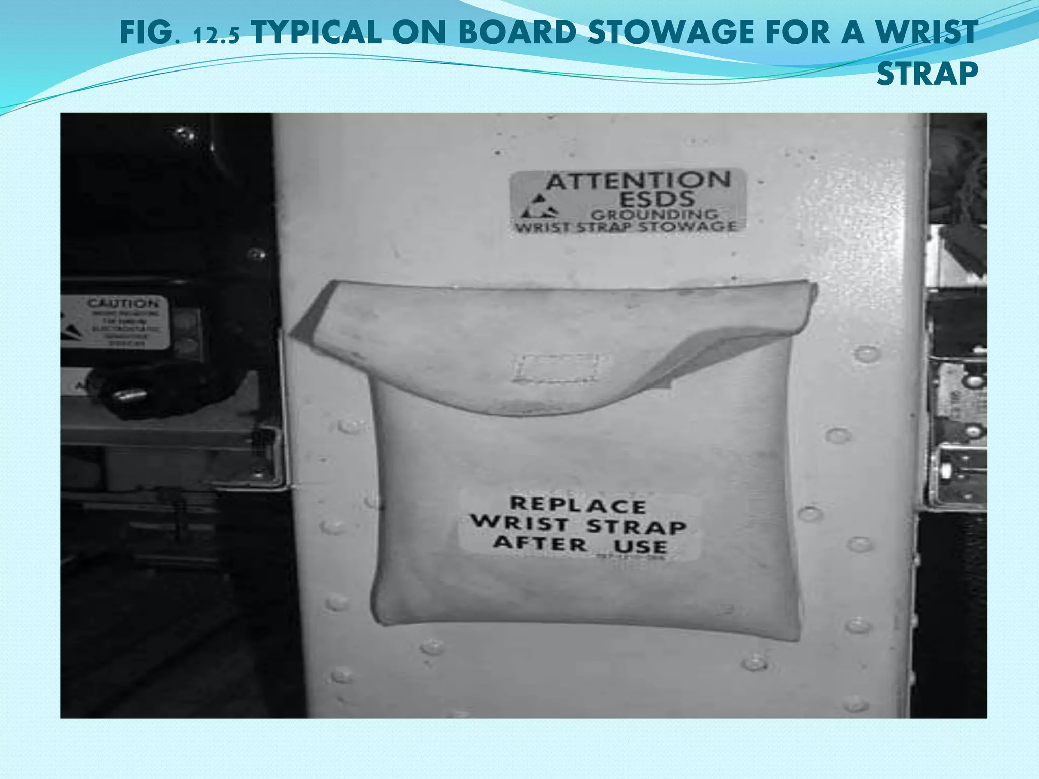 FIG. 12.5 TYPICAL ON BOARD STOWAGE FOR A WRIST 
STRAP 
 