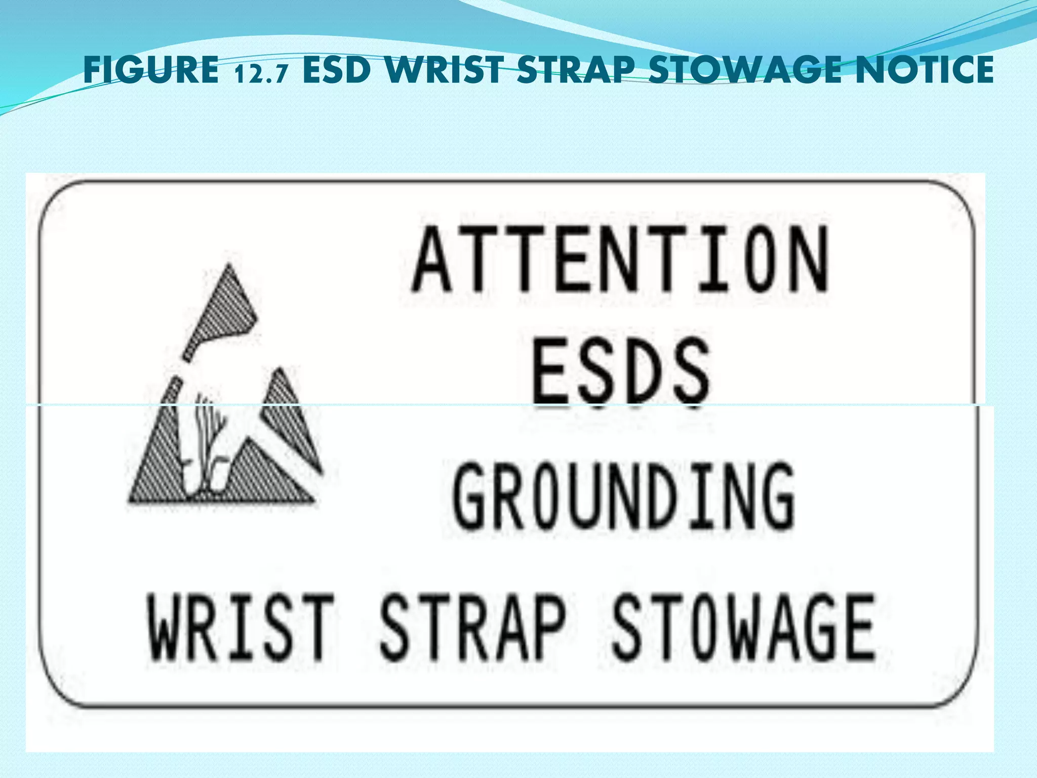 FIGURE 12.7 ESD WRIST STRAP STOWAGE NOTICE 
 