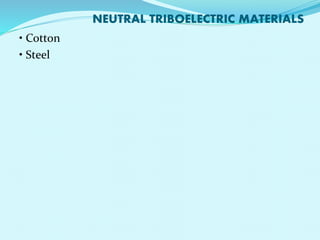 NEUTRAL TRIBOELECTRIC MATERIALS 
• Cotton 
• Steel 
 