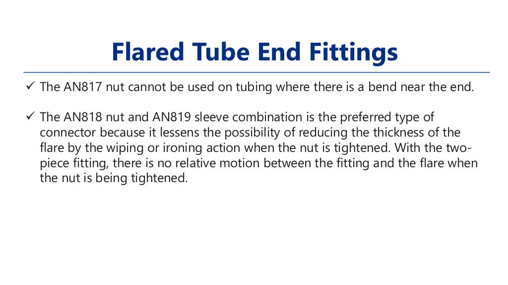 Aircraft fluid lines and fittings Rigid tubing