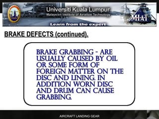AIRCRAFT LANDING GEAR
BRAKE DEFECTS (continued).BRAKE DEFECTS (continued).
 