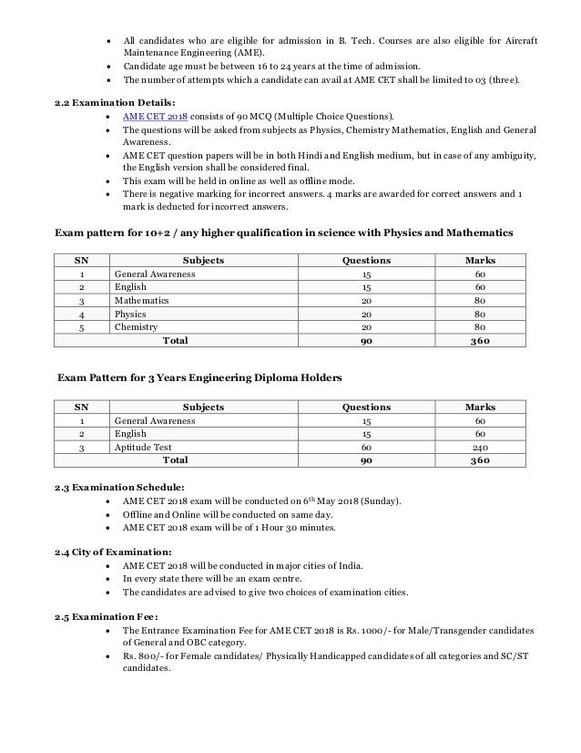 Aircraft Maintenance Engineering Common Entrance Test 2018 Ebrochure