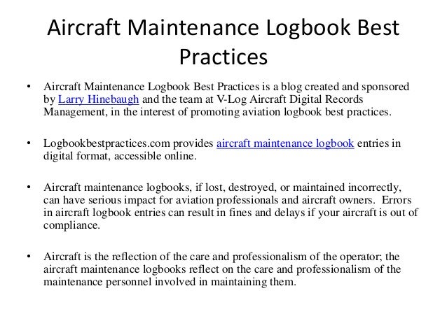aircraft maintenance log book