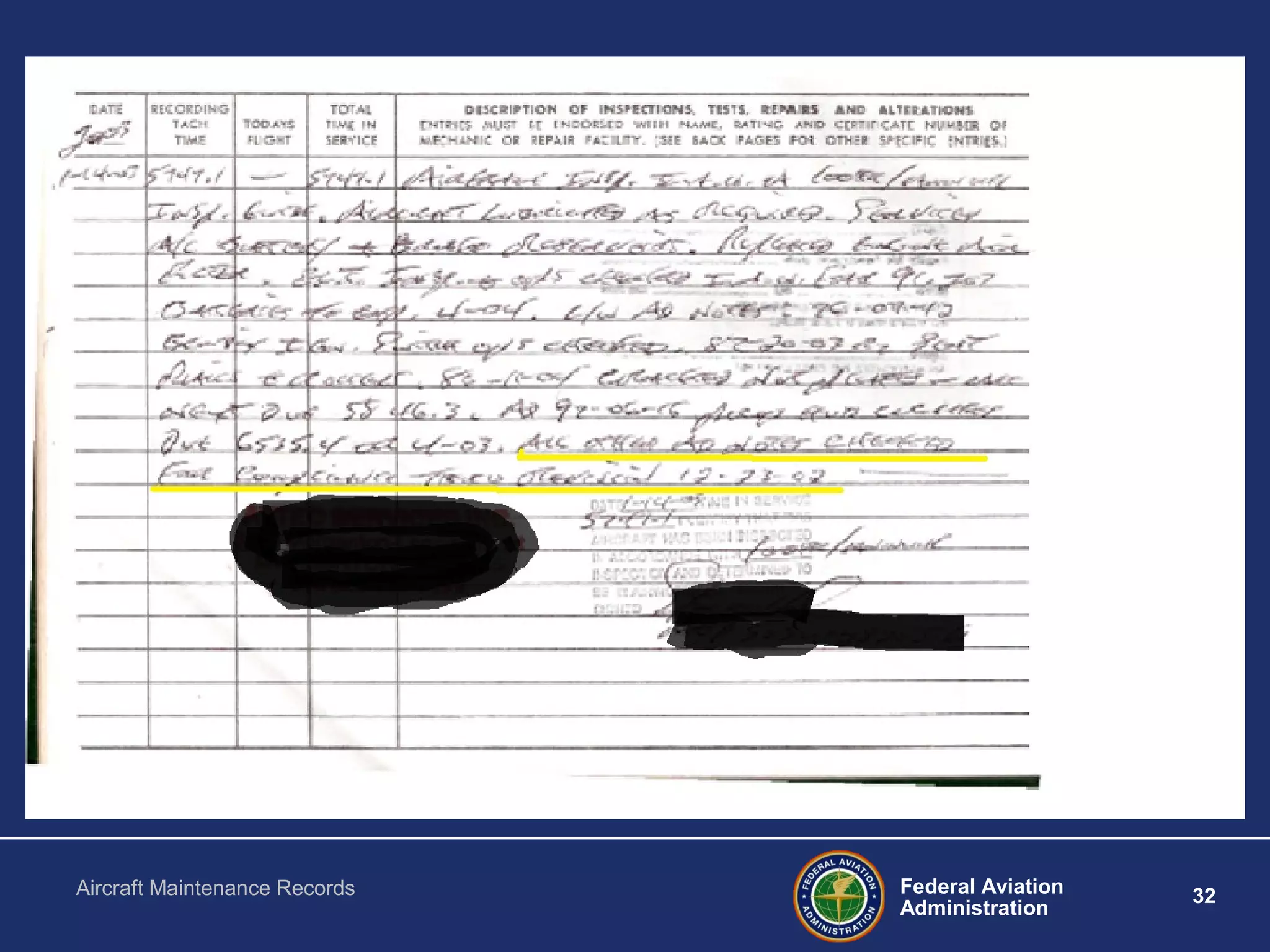 Aircraft Maintenance Records and Airworthiness Directives for General ...