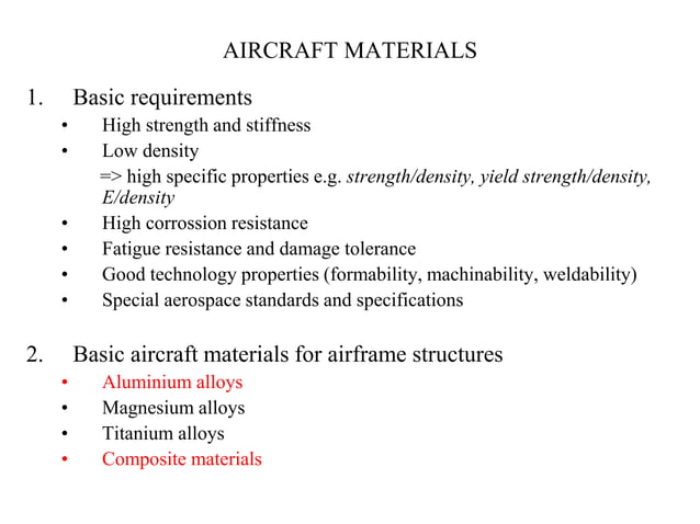 AIRCRAFT MATERIALS.ppt | Chemistry | Science