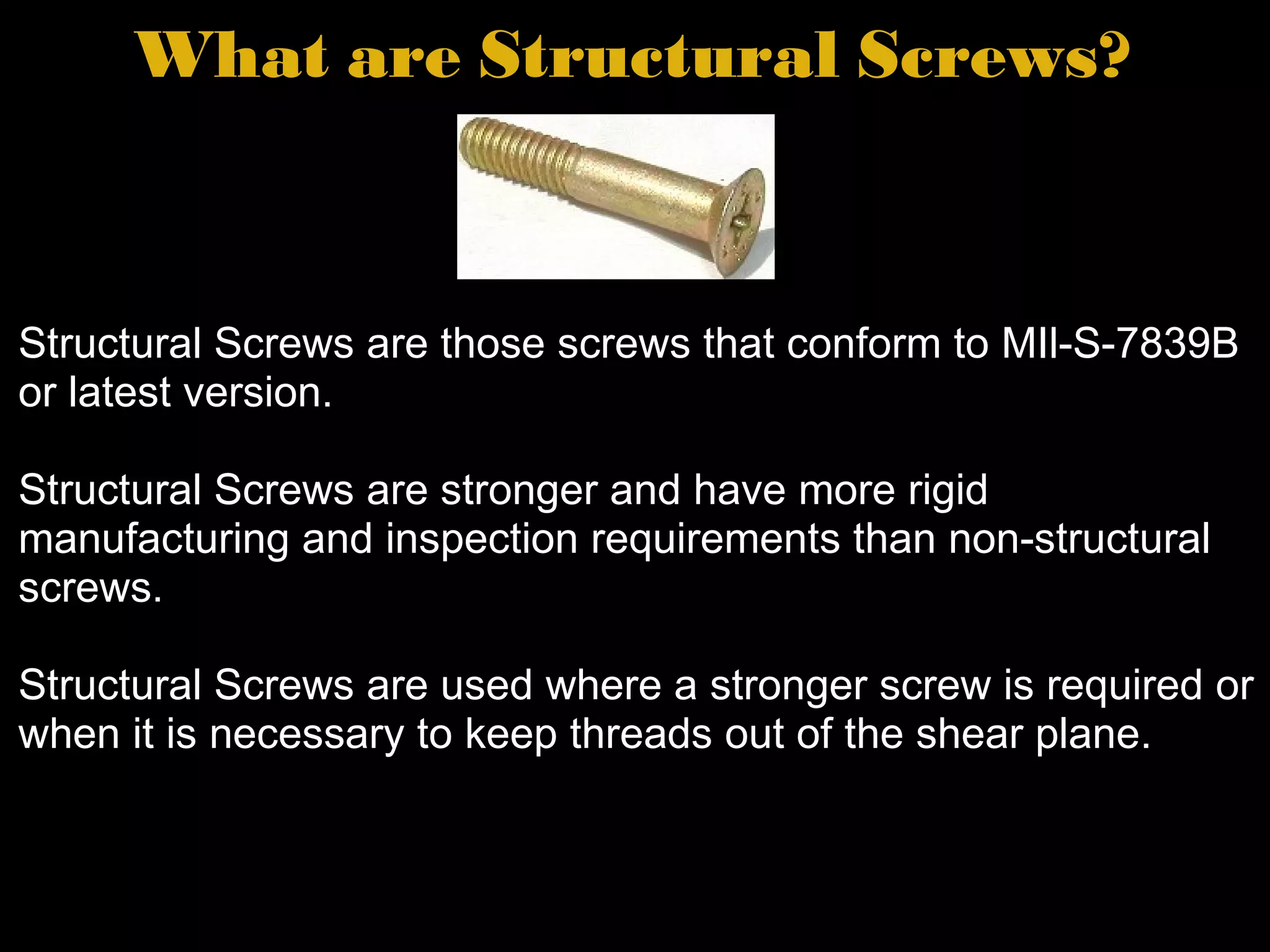 Aircraft structural screws PPT