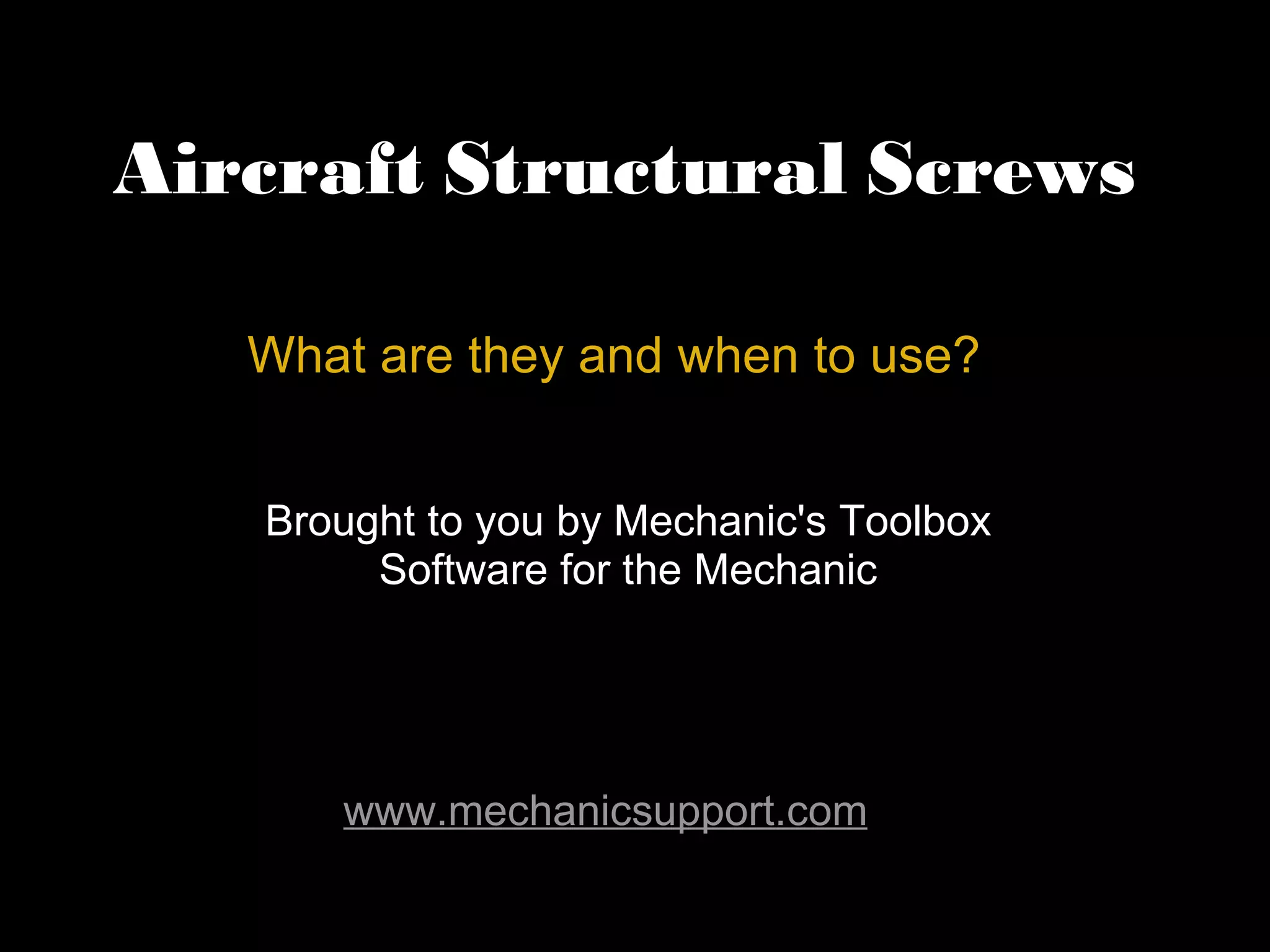 Aircraft Structural Screws PPT