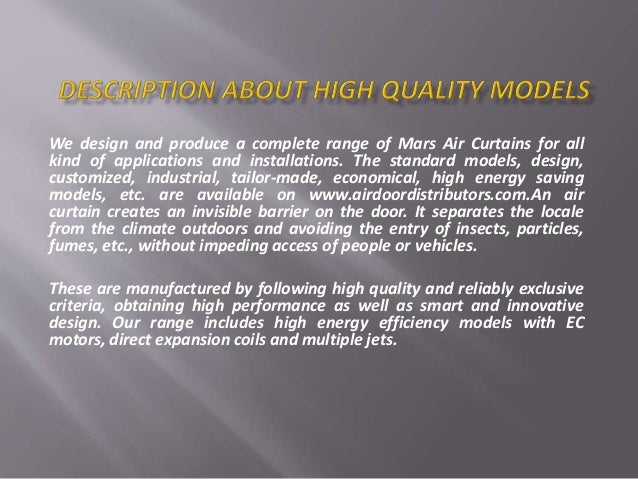 Air Curtains Or Air Doors It S Models Installation And Uses In Diffe