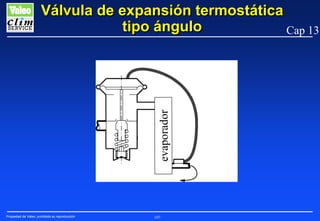 evaporador

Válvula de expansión termostática
tipo ángulo
Cap 13

Propiedad de Valeo, prohibida su reproducción

107

 